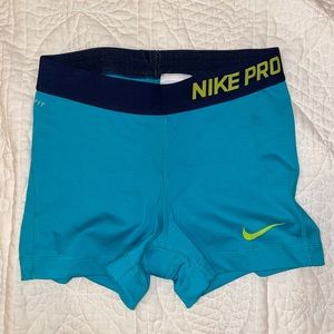 Nike Pro Spandex Shorts - Small, Teal